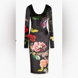 Alice and Olivia Delora Floral Scoopneck Midi Dress